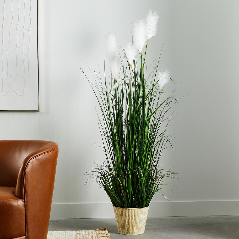 At Home Green Grass Bundle With Metal Planter 72.5"