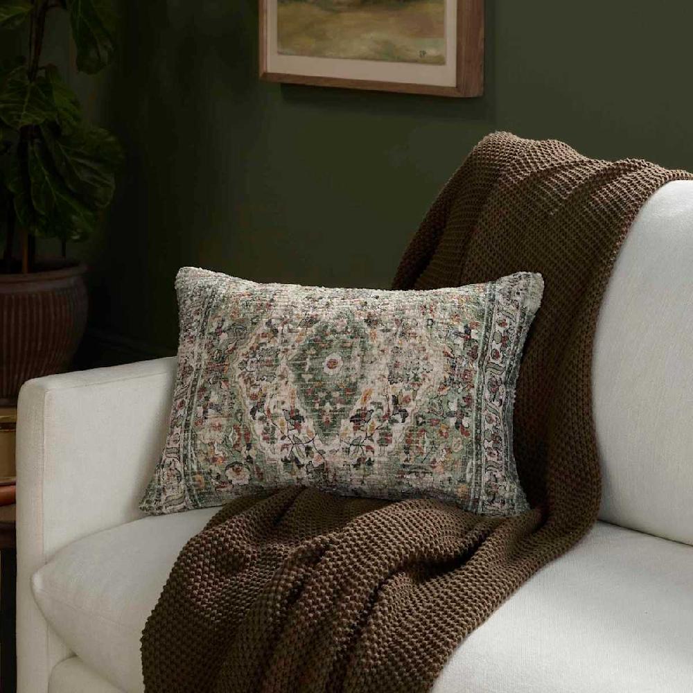 At Home Green Printed Throw Pillow 14x20