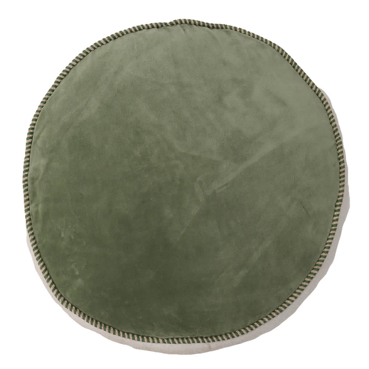 At Home Green Velvet & Sherpa Round Floor Cushion 20"
