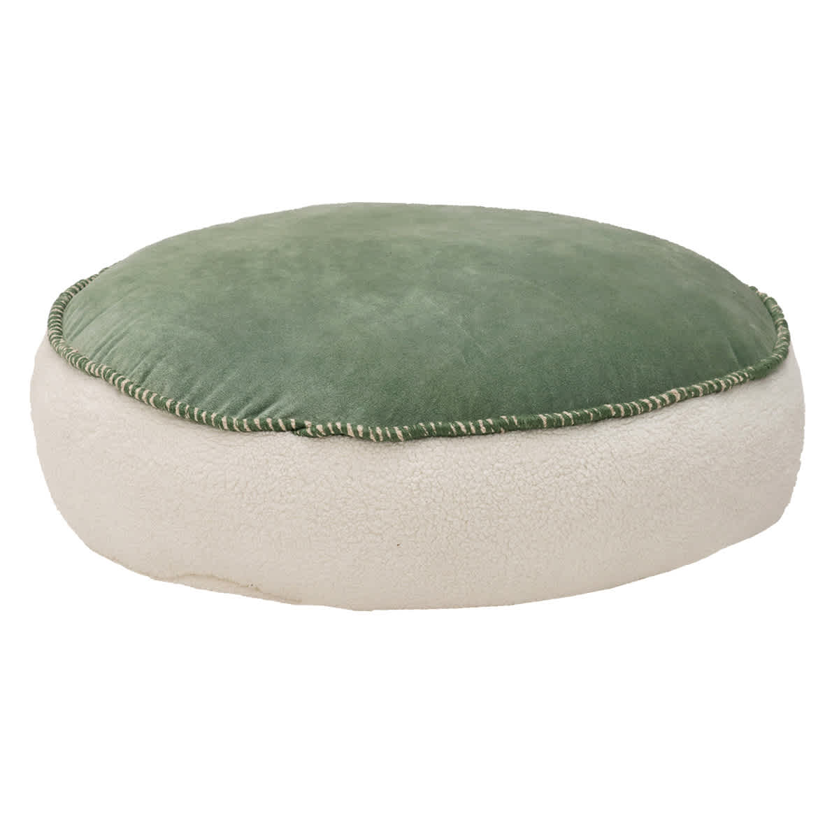 At Home Green Velvet & Sherpa Round Floor Cushion 20"