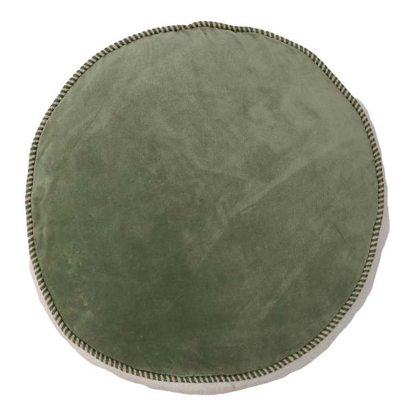 at home Green Velvet & Sherpa Round Floor Cushion 20"