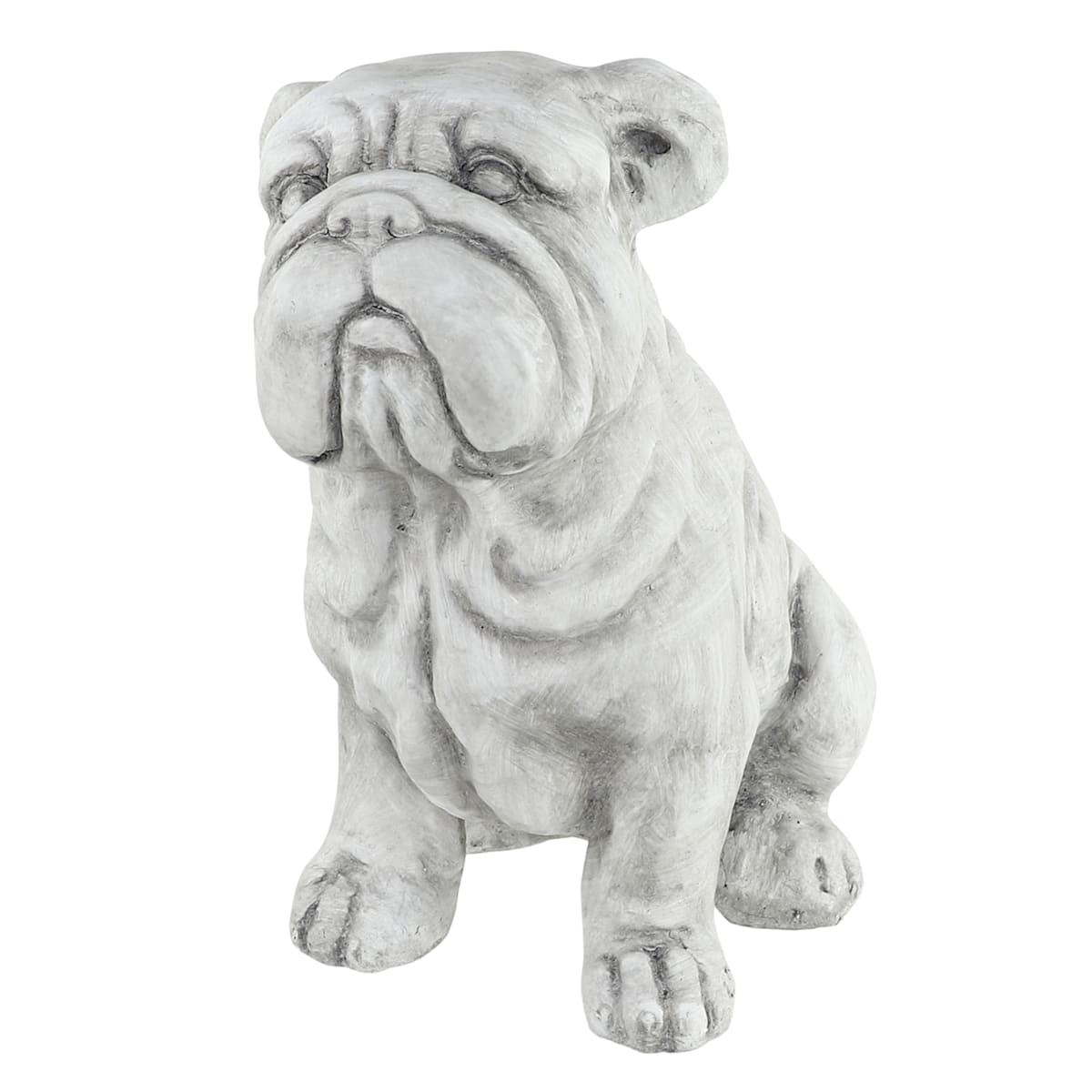 At Home Grey Bulldog Outdoor Garden Statue 14"