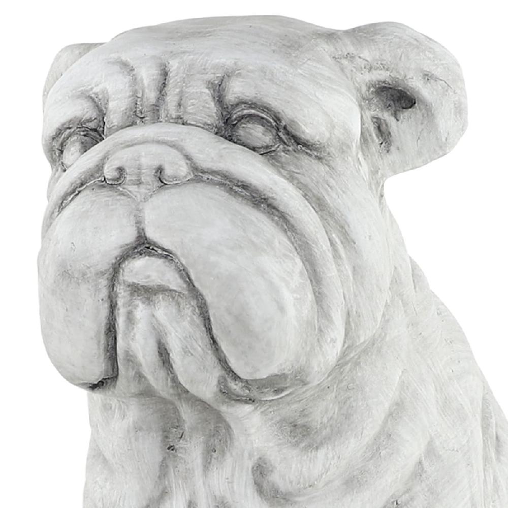 At Home Grey Bulldog Outdoor Garden Statue 14"