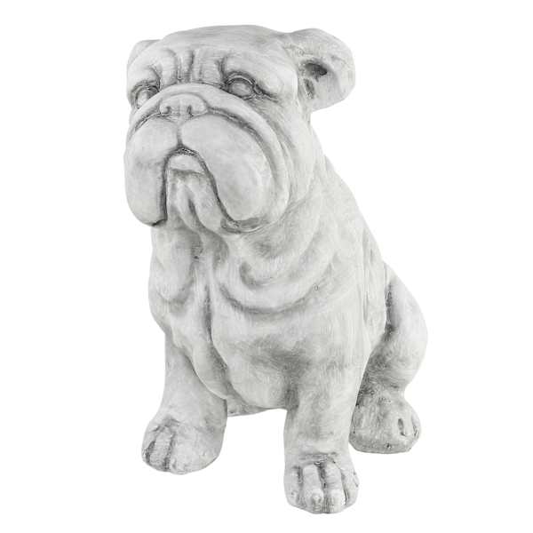 at home Grey Bulldog Outdoor Garden Statue 14"