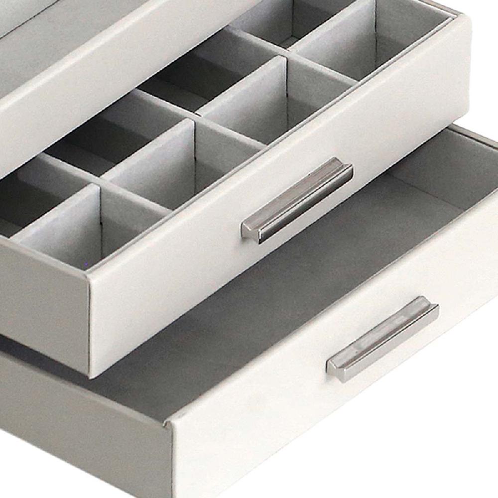 At Home Grey Drawer Leather Jewelry Organizer