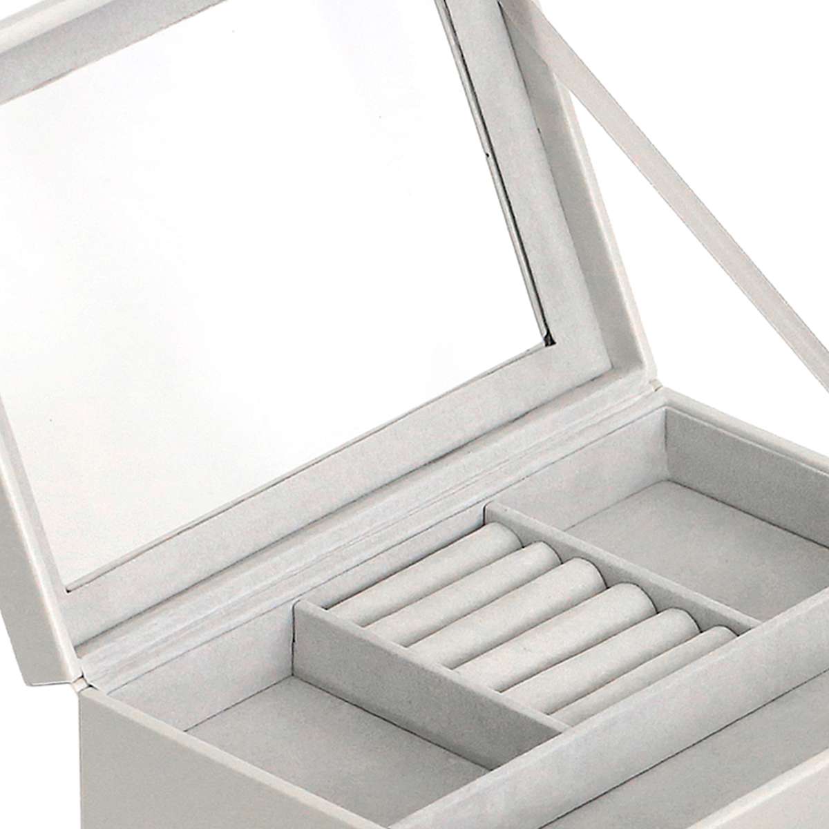 At Home Grey Drawer Leather Jewelry Organizer