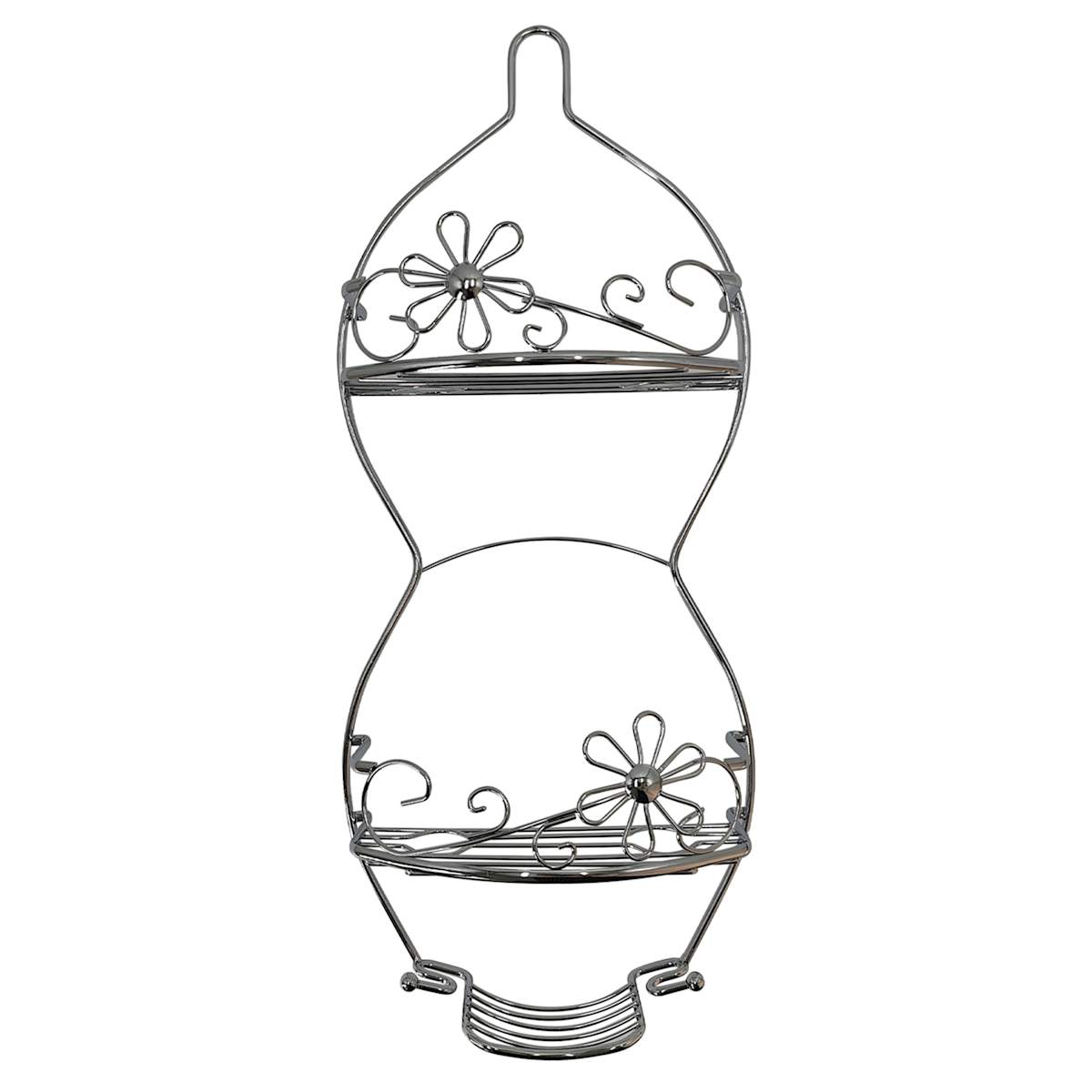 At Home Grey Metal Floral Shower Caddy 25.8"