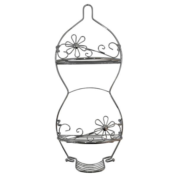 at home Grey Metal Floral Shower Caddy 25.8"