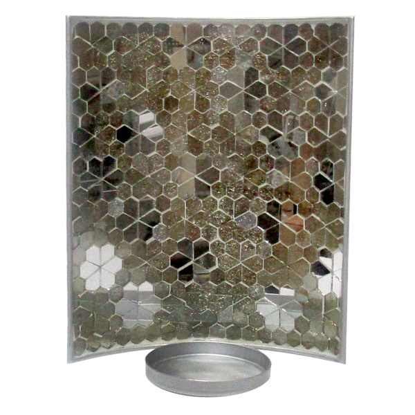 at home Grey & Silver Mosaic Wall Sconce 10"