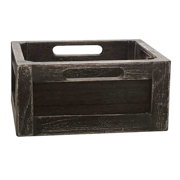 at home Grey Wooden Storage Crate Large