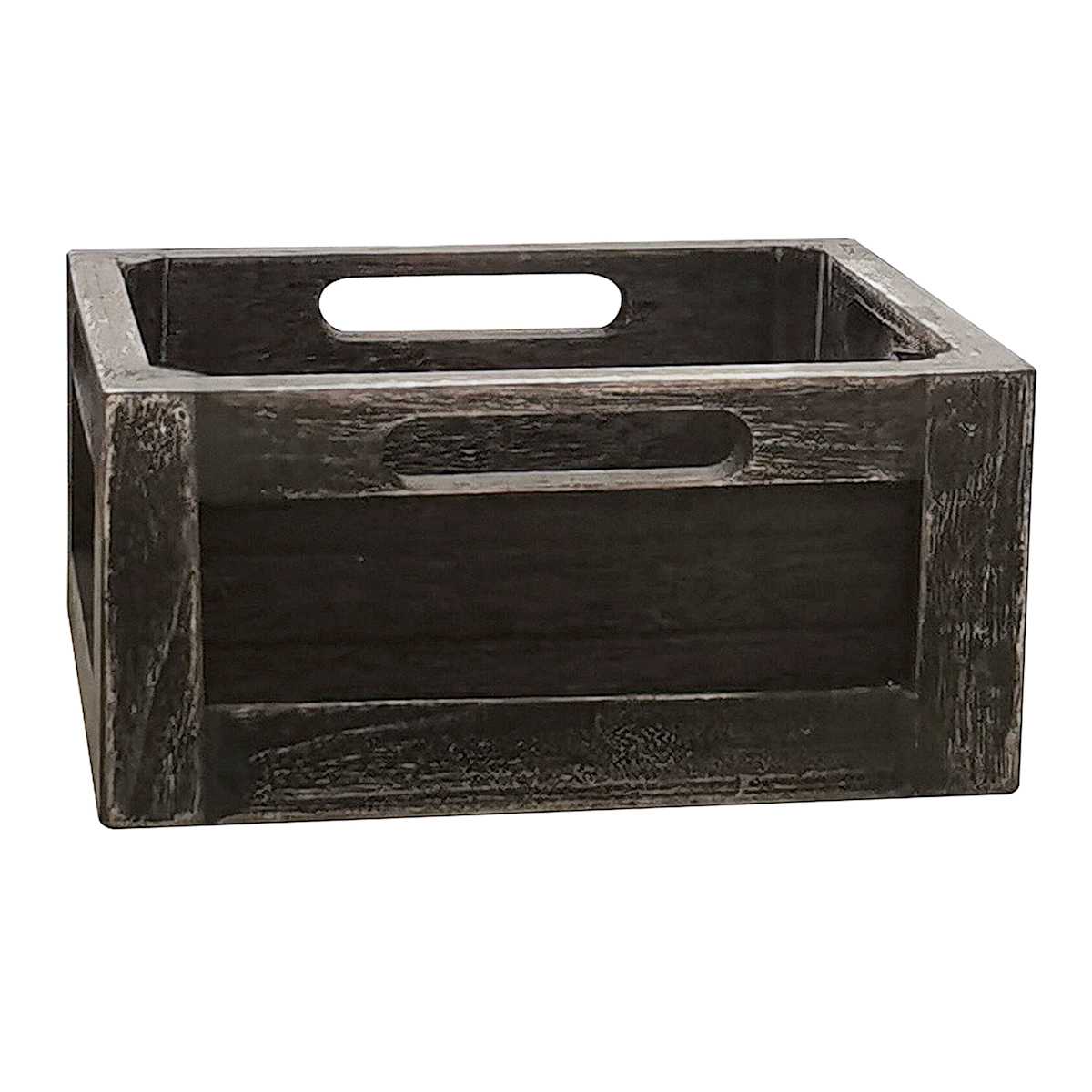 At Home Grey Wooden Storage Crate Medium