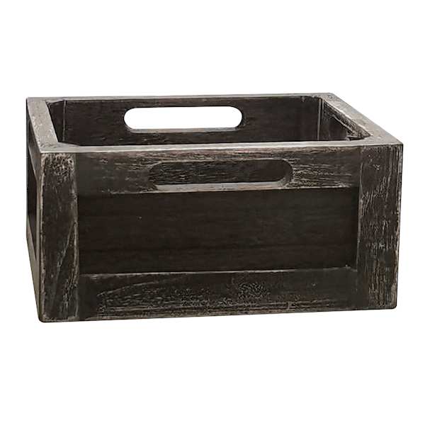 at home Grey Wooden Storage Crate Medium