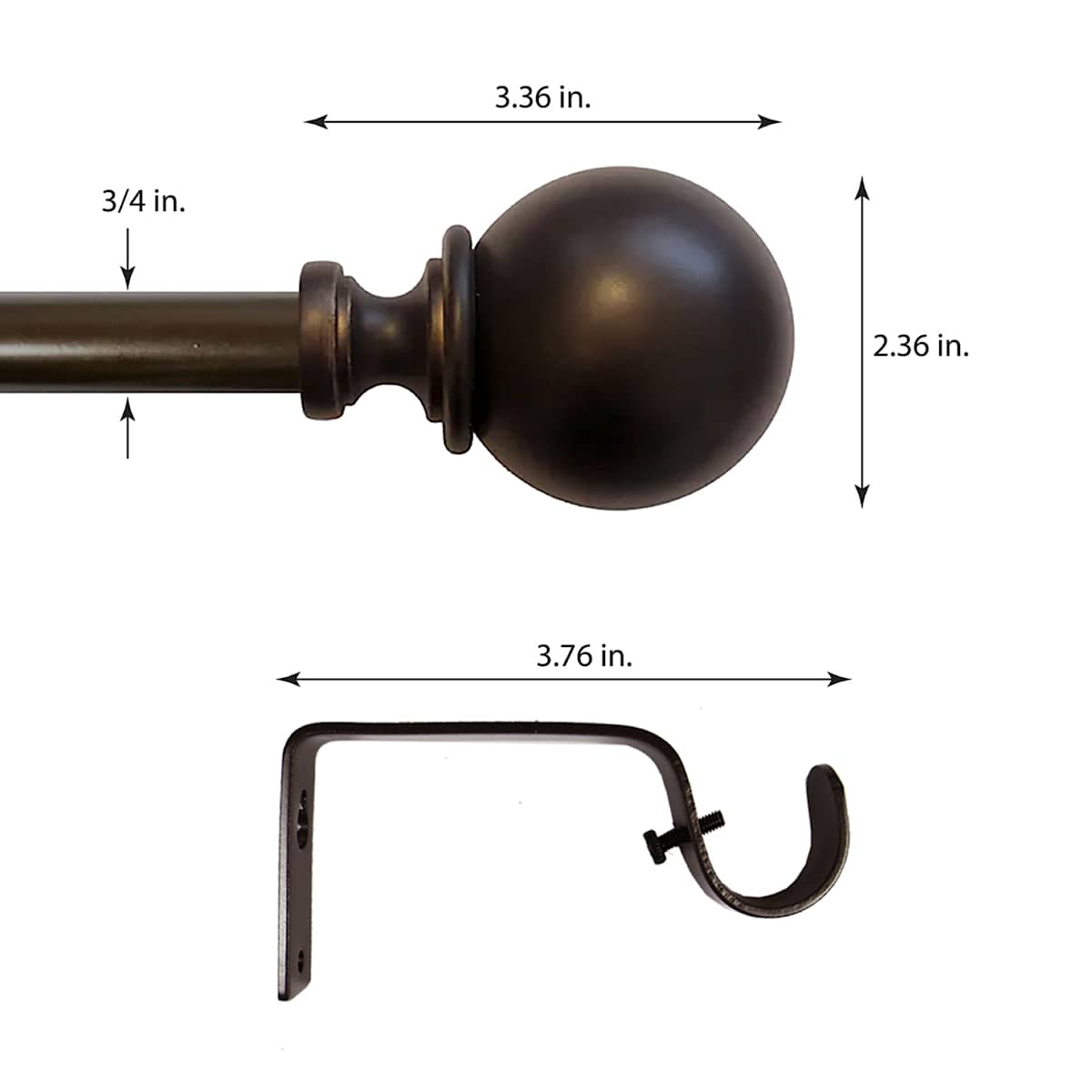 At Home Gwen 3/4" Bronze Ball Curtain Rod 84-120"