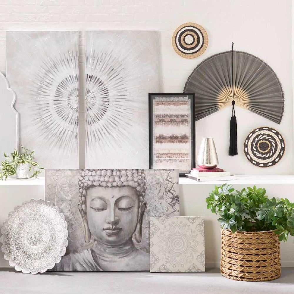 At Home Handwoven Rattan Round Wall Basket 14"