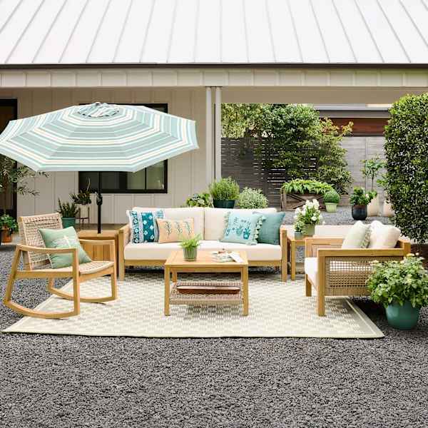 at home Haven Blonde Acacia Wood Patio 8-Piece Set