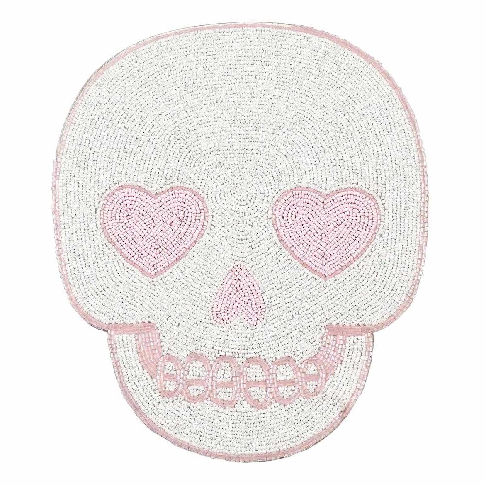 At Home Hey Boo Pink Fully Beaded Skull Placemat
