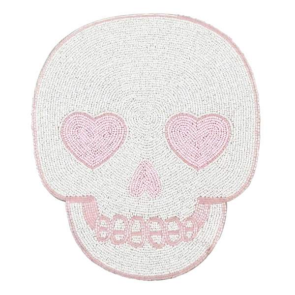 at home Hey Boo Pink Fully Beaded Skull Placemat