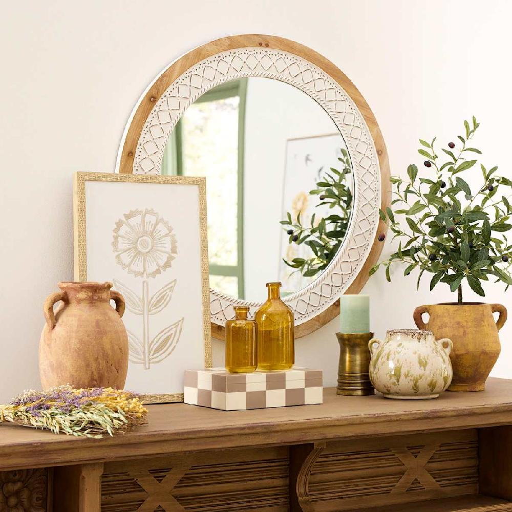 At Home Honeybloom Tan & White Checkered Box Large