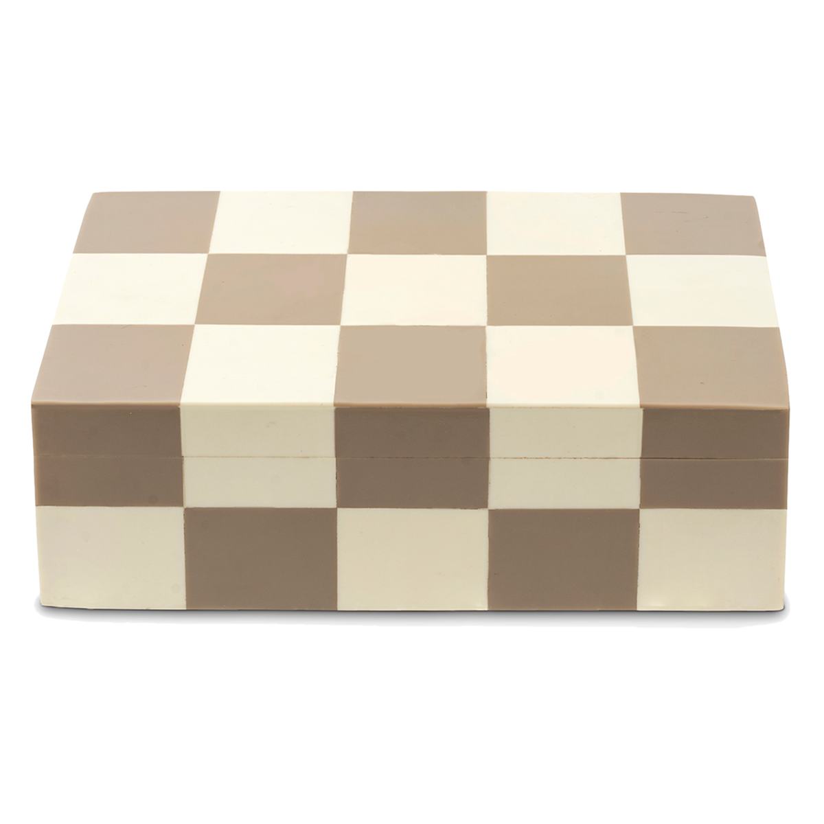 At Home Honeybloom Tan & White Checkered Box Large