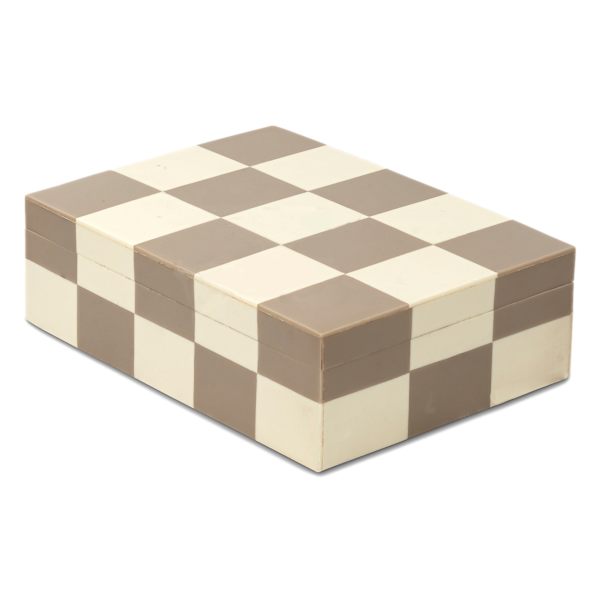 at home Honeybloom Tan & White Checkered Box Small