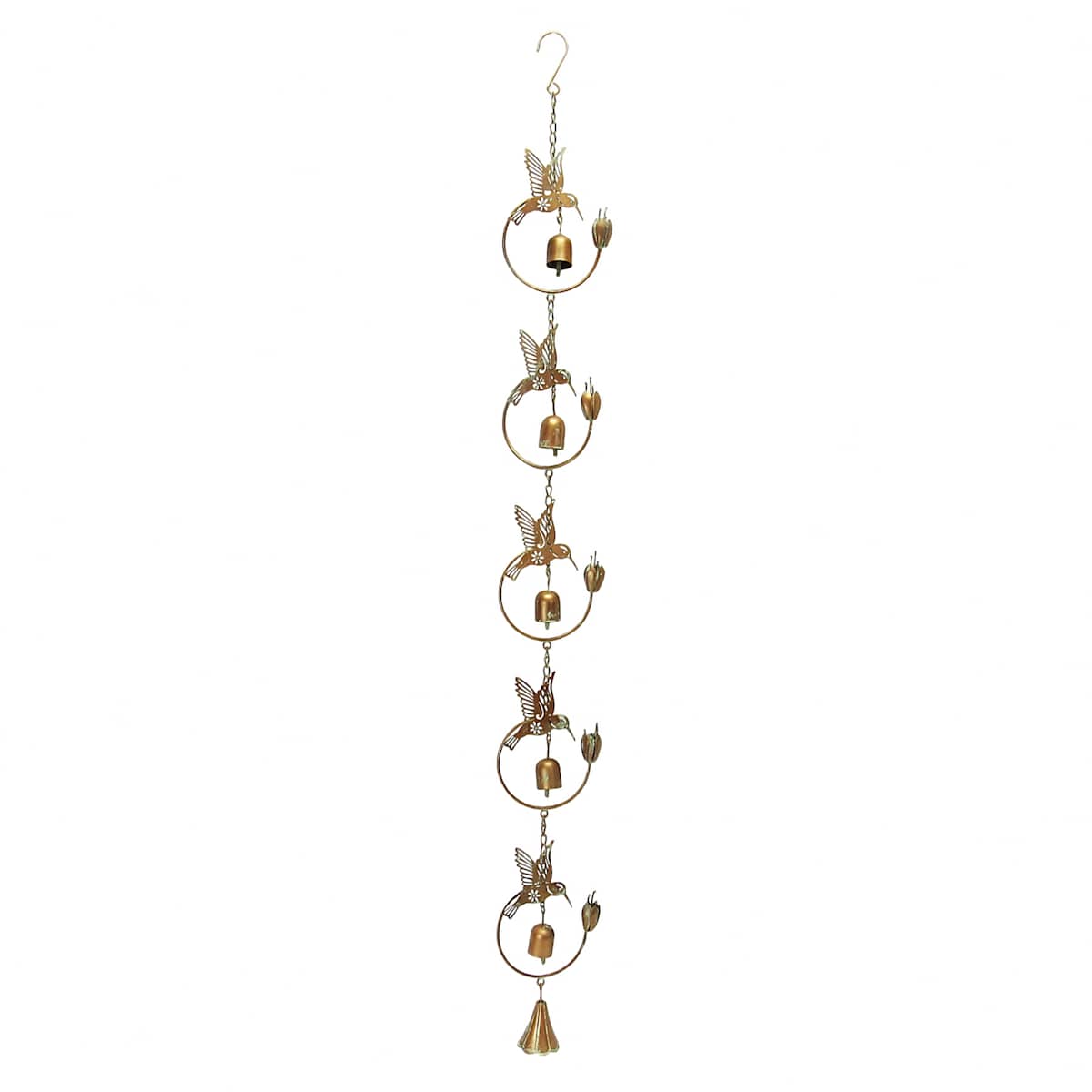 At Home Hummingbirds & Bells Rain Chain 44"