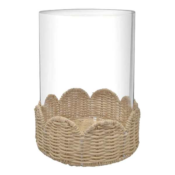 at home Hurricane with Scalloped Rattan Base 8"