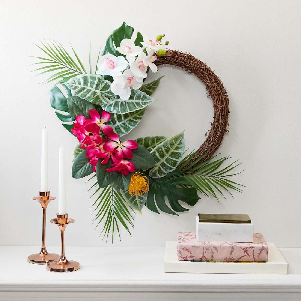 At Home Hylaea Plants Half Wreath 22"