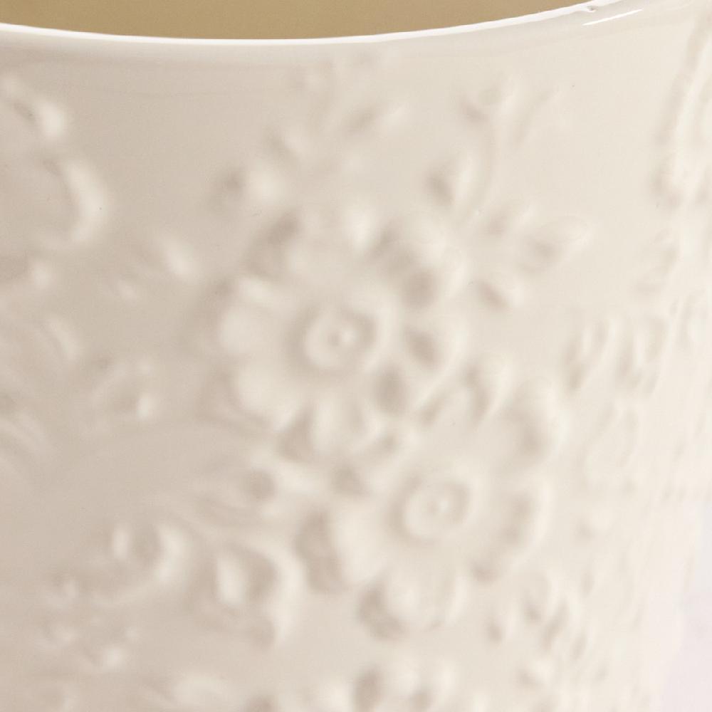 At Home Indoor Cassia White Flower Planter 7"