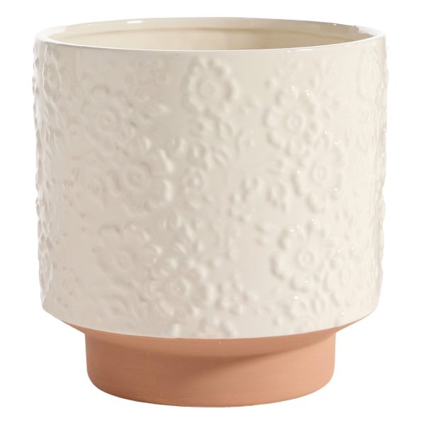 at home Indoor Cassia White Flower Planter 7"
