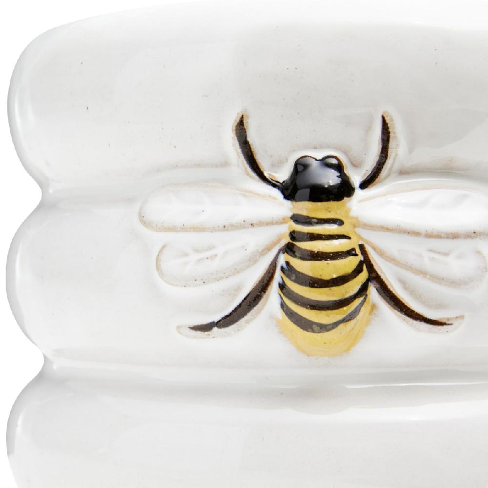 At Home Indoor White Honeybee Stoneware Pot Medium