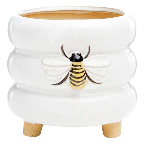 at home Indoor White Honeybee Stoneware Pot Medium