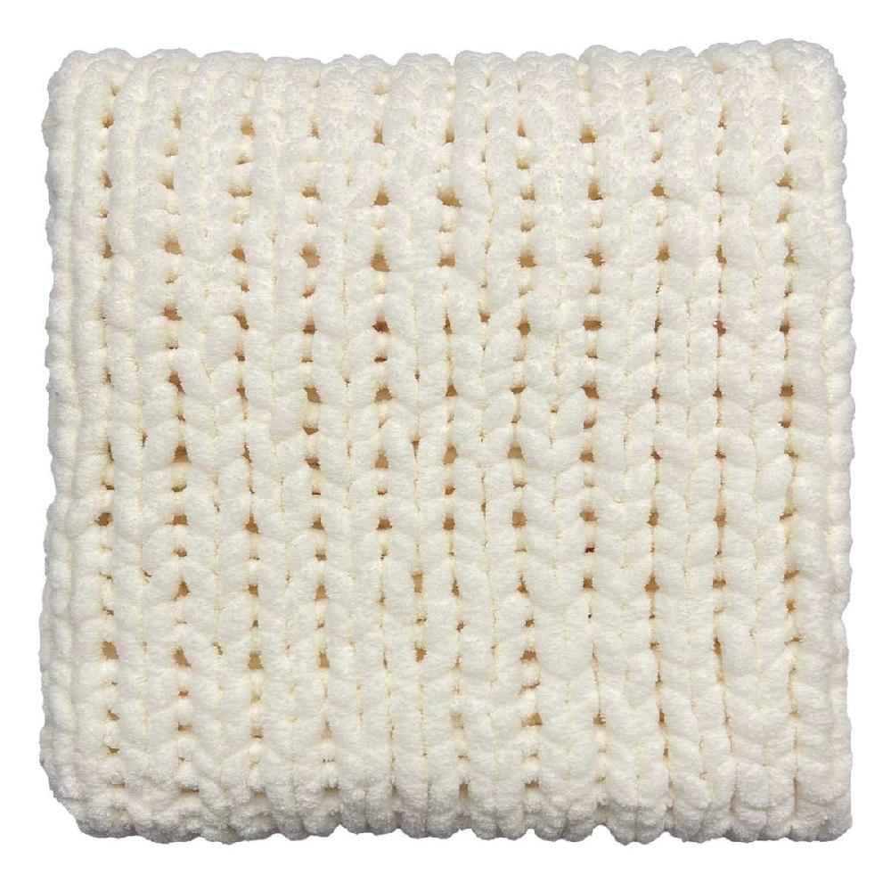 At Home Ivory Chunky Knit Throw Blanket 50x60