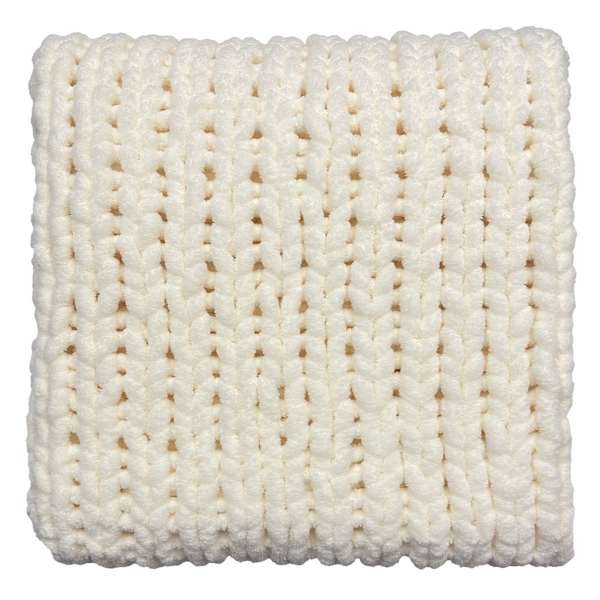 at home Ivory Chunky Knit Throw Blanket 50x60
