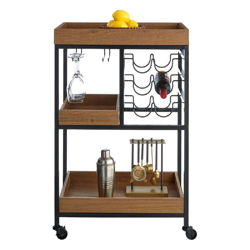 At Home Jessie Wooden Tray Top Bar Cart