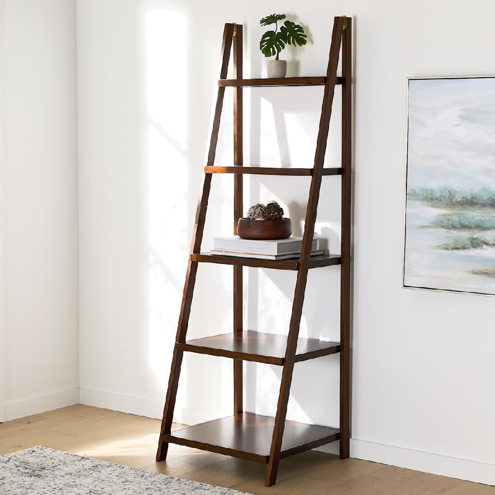At Home Juniper 5-Tier Wooden Shelf Walnut Finish