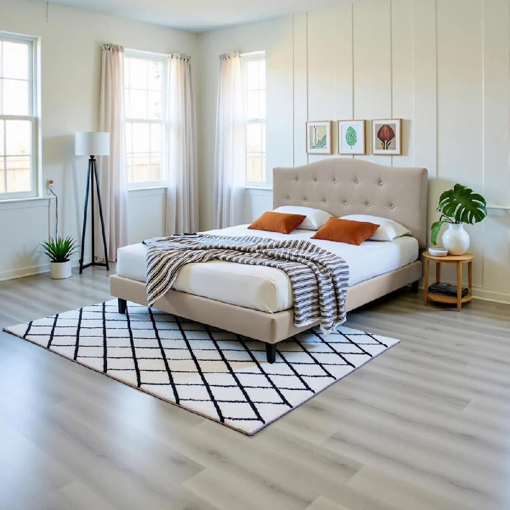 At Home Kane Beige Tufted Queen Headboard