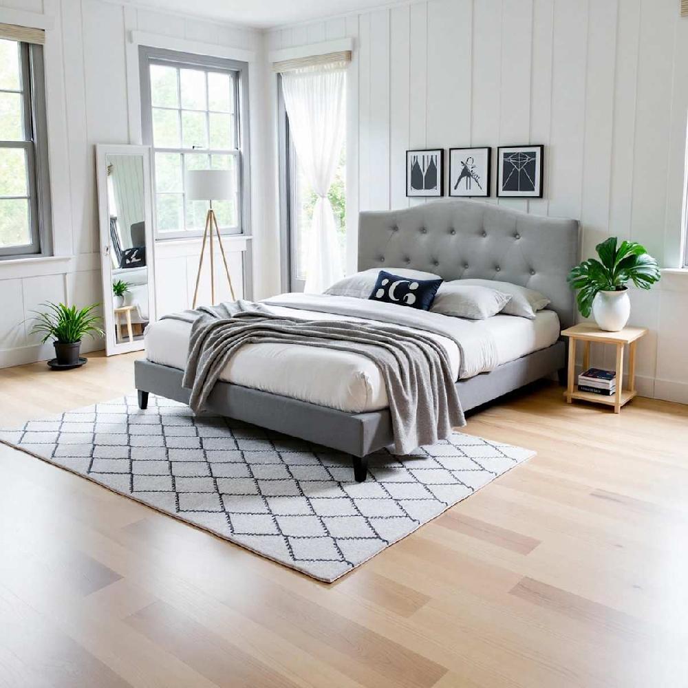 At Home Kane Grey Tufted Headboard Queen