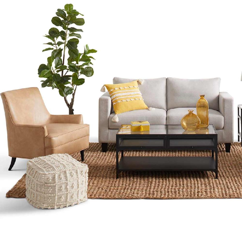 At Home Knots Cream Pouf