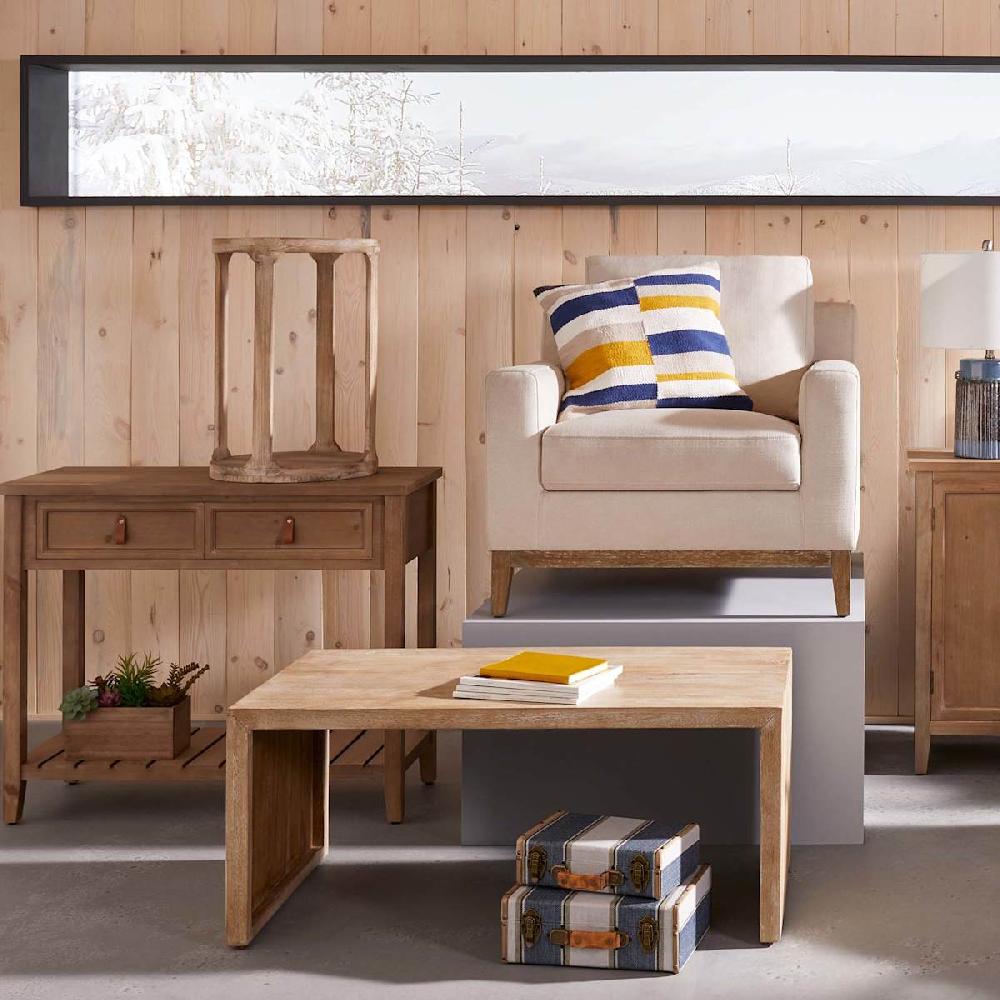 At Home Knox Upholstered Wooden Accent Chair White