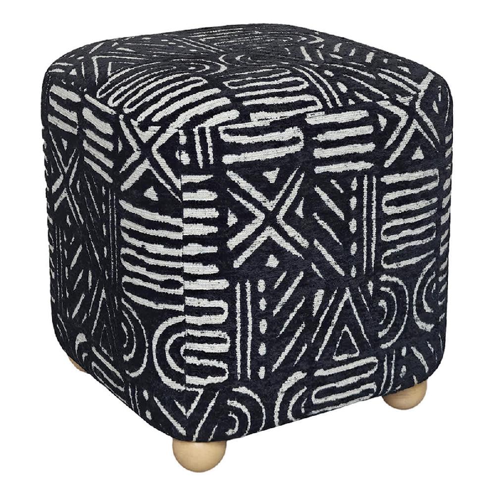 At Home Kuba Ottoman Black
