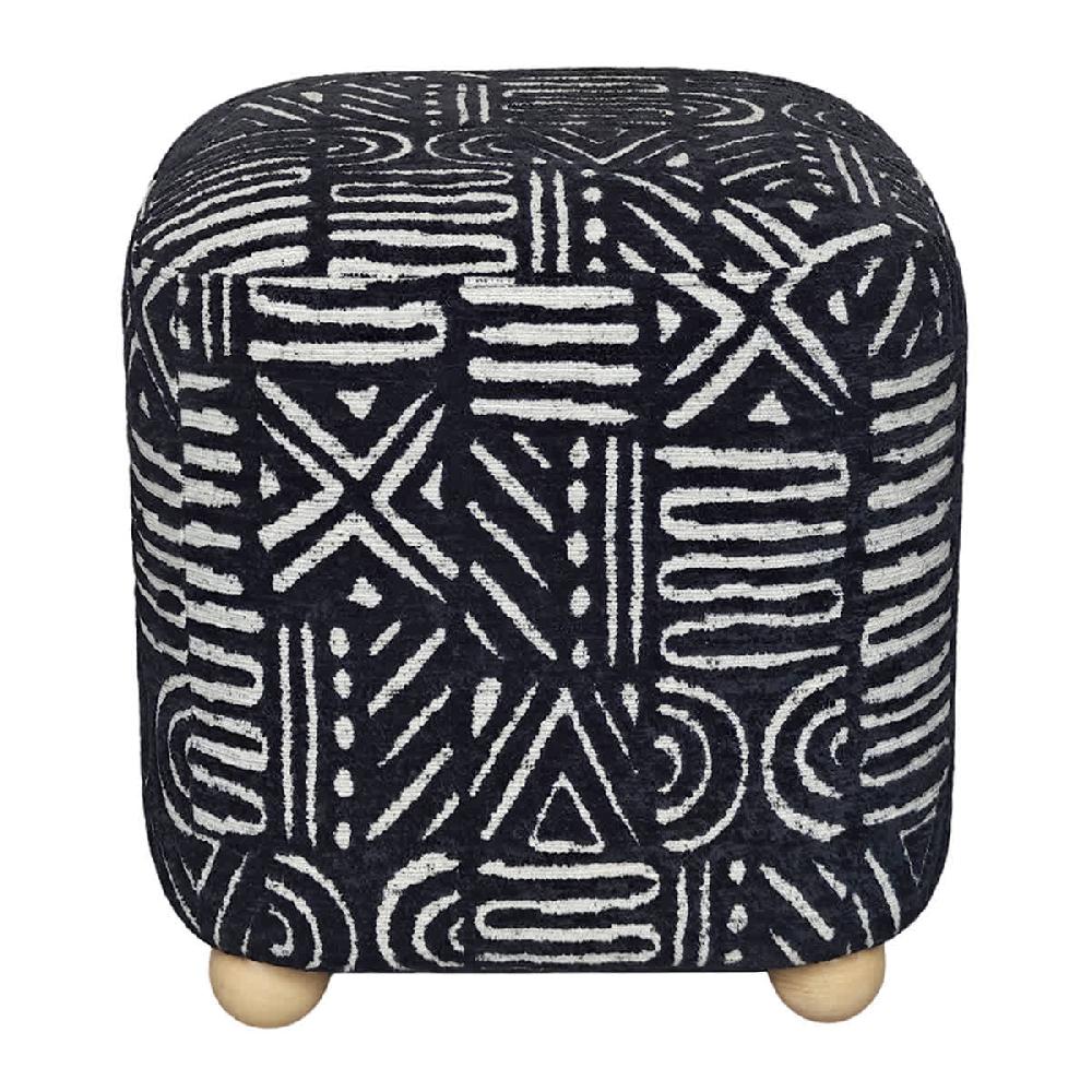 At Home Kuba Ottoman Black