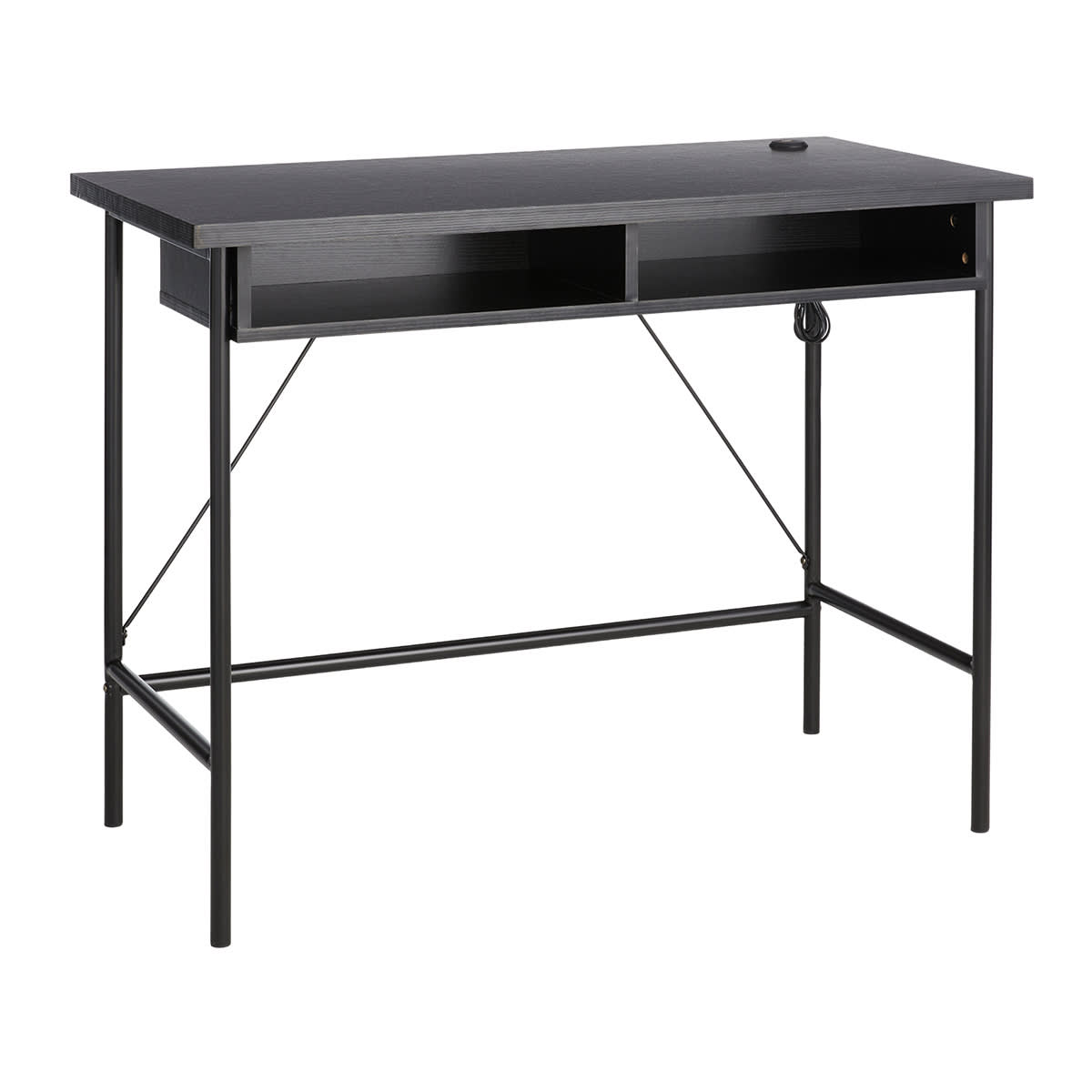 At Home Lance Wood & Metal Desk Black