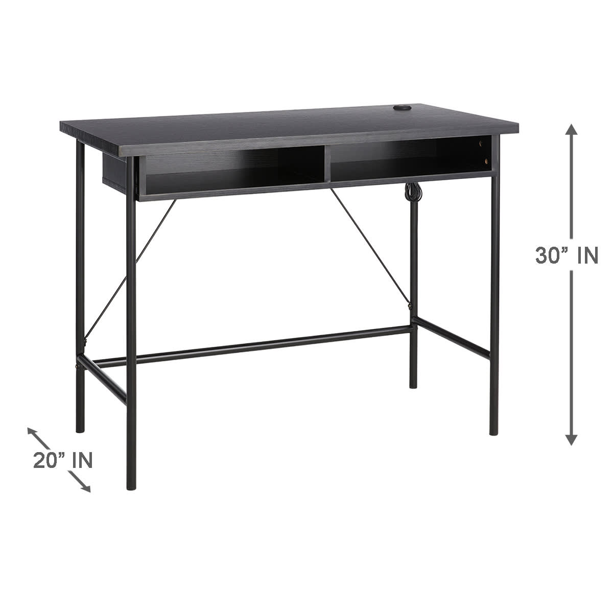 At Home Lance Wood & Metal Desk Black