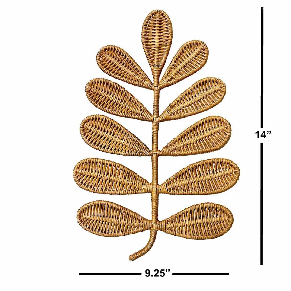 At Home Leaf Rattan Wall Decor