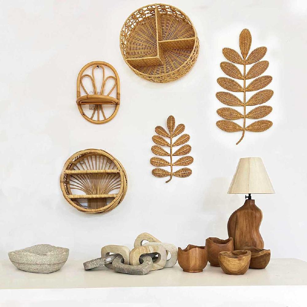 At Home Leaf Rattan Wall Decor