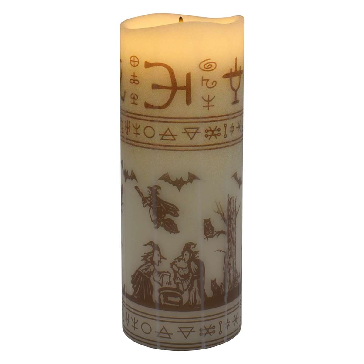 At Home LED Black Flame Pillar Candle 3x8