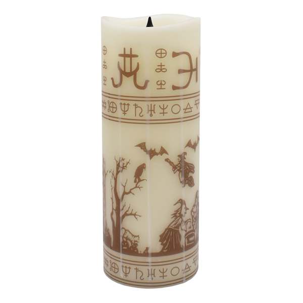 at home LED Black Flame Pillar Candle 3x8