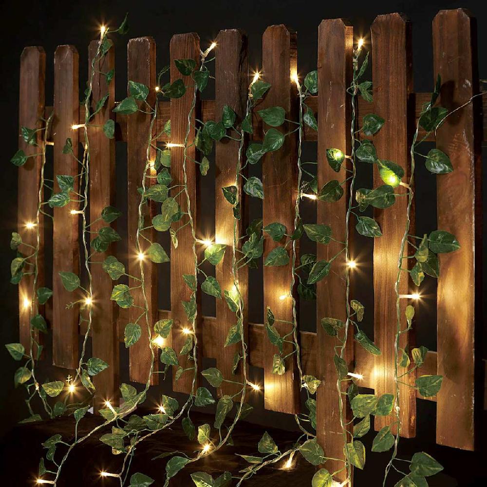At Home LED Ivy Curtain Lights With Timer 3.5'x5'