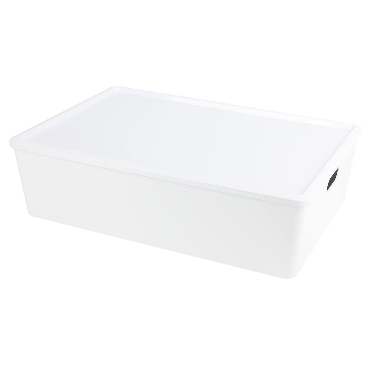 At Home Lisse White Bin With Lid 26l