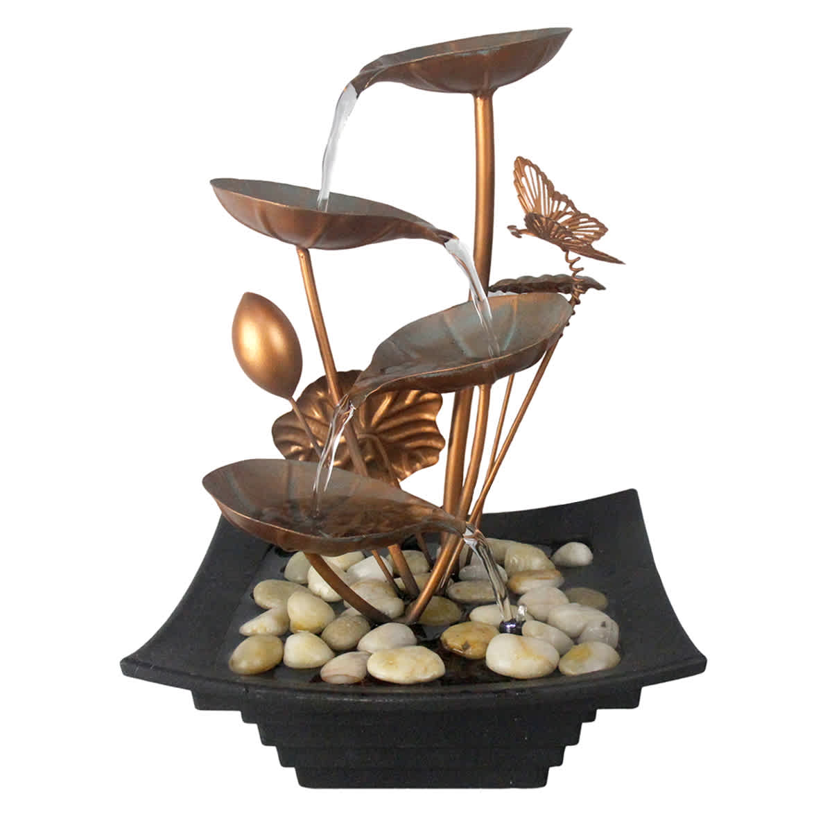 At Home Lotus Table Outdoor Fountain With Light 12"